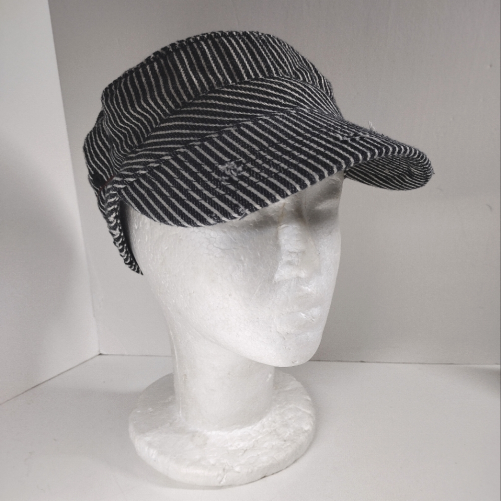 Alternative Steam Engineer Train Worker Striped Black and White Hat